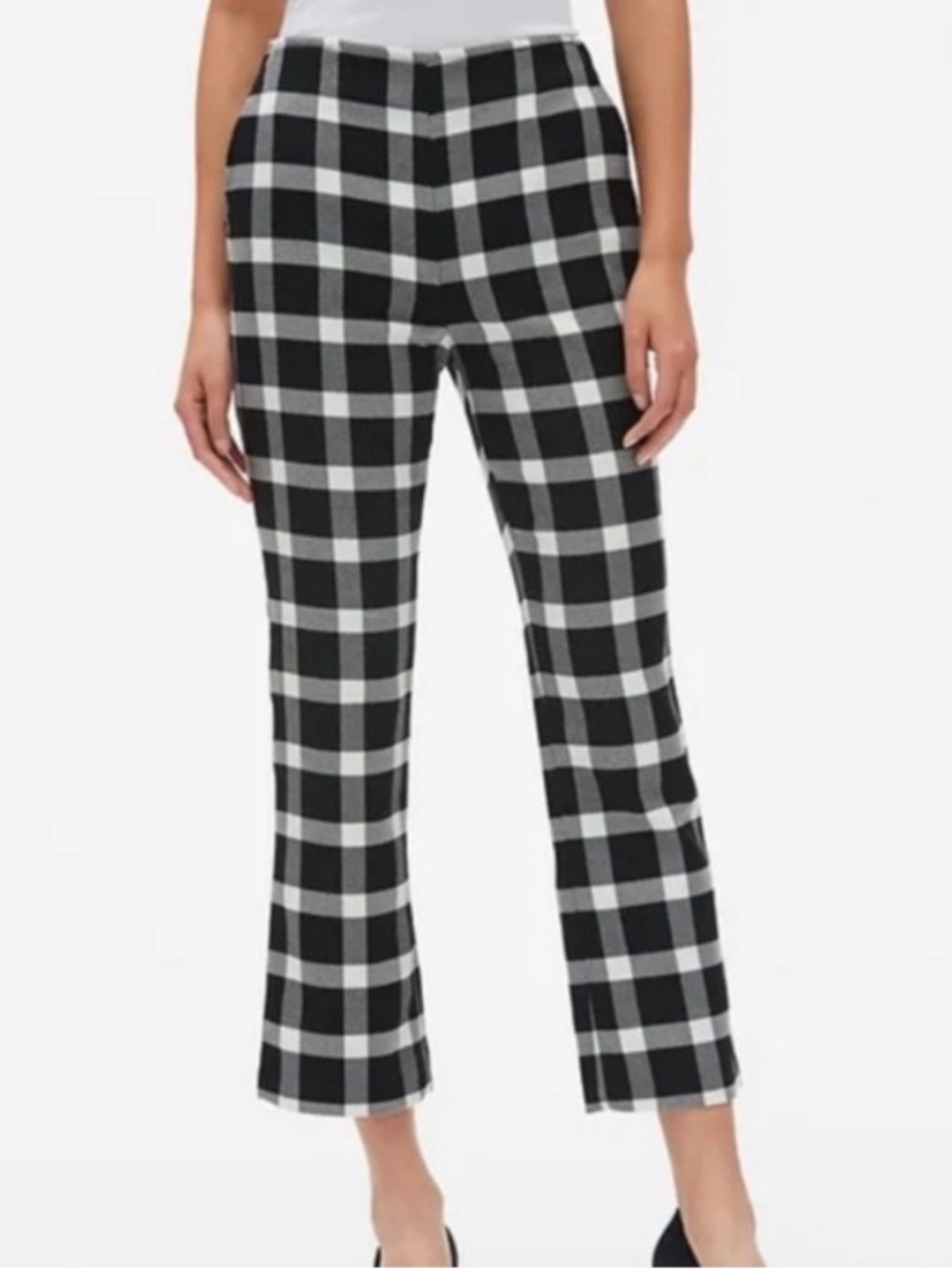 GAP Black & White Plaid Flare Crop Ankle Pants Size 6